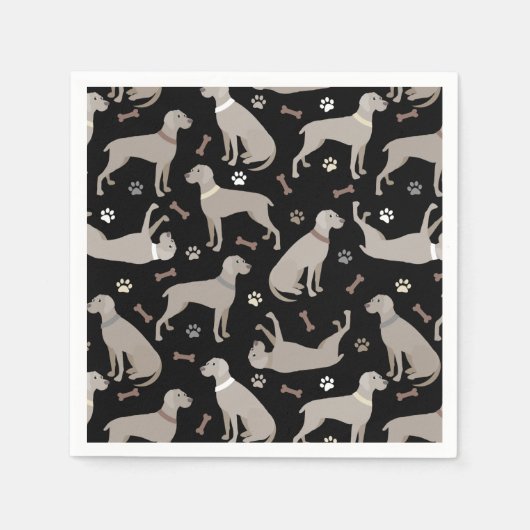 Weimaraner Knochen und Paws Serviette (Vorderseite)
