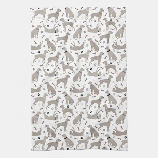 Weimaraner Knochen und Paws Weiß Geschirrtuch (Vertikal)