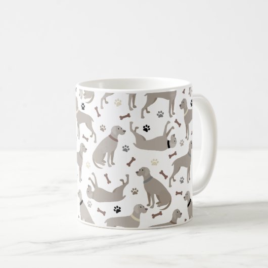 Weimaraner Knochen und Paws Weiß Kaffeetasse (VorderseiteRechts)