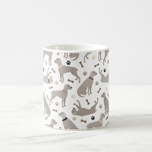 Weimaraner Knochen und Paws Weiß Kaffeetasse (Mittel)