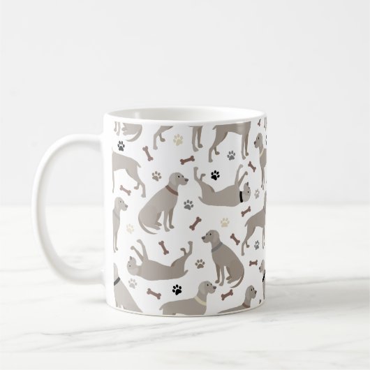 Weimaraner Knochen und Paws Weiß Kaffeetasse (Links)