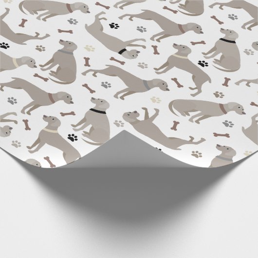 Weimaraner Knochen und Paws Weißpapier Geschenkpapier (Ecke)