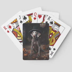 Weimaraner Kürbisse Halloween Gruselig Spielkarten