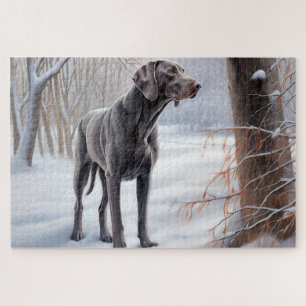 Weimaraner Lass es schneien Weihnachten Puzzle