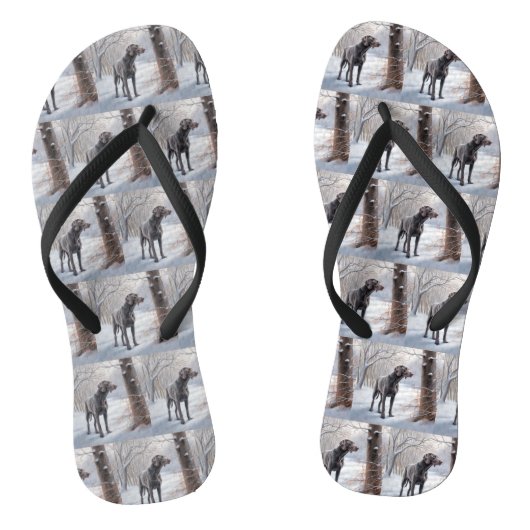 Weimaraner lassen es Schnee Weihnachten Badesandalen (Fußbett)