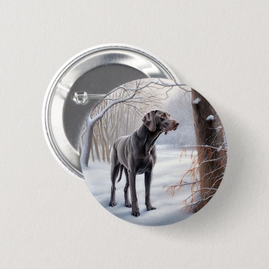 Weimaraner lassen es Schnee Weihnachten Button (Vorne & Hinten)