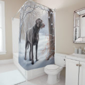 Weimaraner lassen es Schnee Weihnachten Duschvorhang (Beispiel)