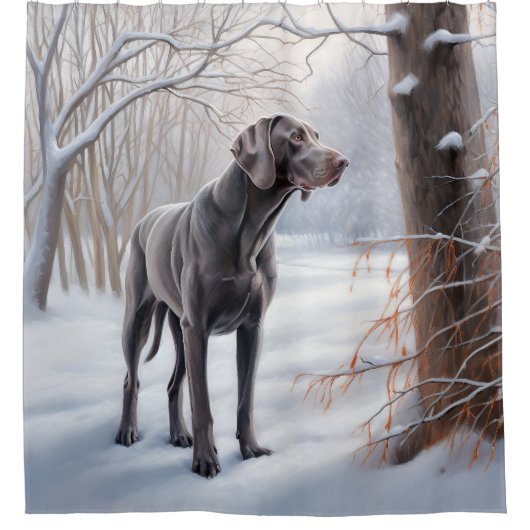 Weimaraner lassen es Schnee Weihnachten Duschvorhang (Vorderseite)