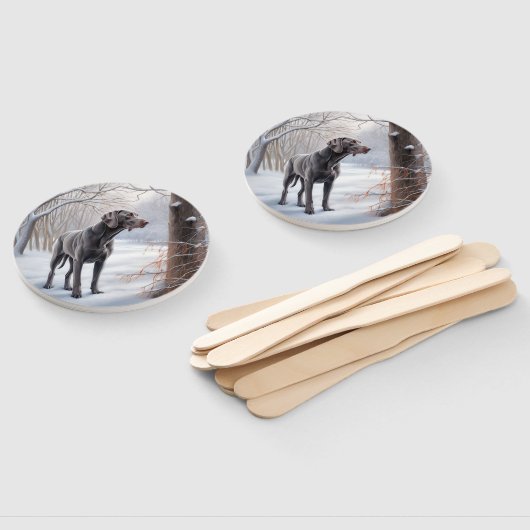 Weimaraner lassen es Schnee Weihnachten Fächer (Non-assembled)