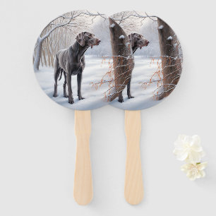 Weimaraner lassen es Schnee Weihnachten Fächer