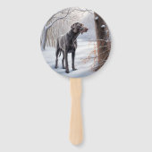 Weimaraner lassen es Schnee Weihnachten Fächer (Vorderseite)