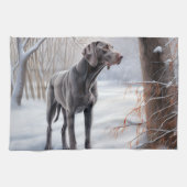 Weimaraner lassen es Schnee Weihnachten Geschirrtuch (Horizontal)