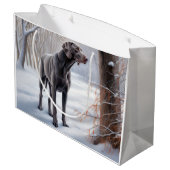 Weimaraner lassen es Schnee Weihnachten Große Geschenktüte (Rückseite Schrägansicht)