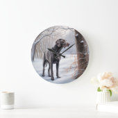 Weimaraner lassen es Schnee Weihnachten Große Wanduhr (Zuhause)