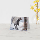 Weimaraner lassen es Schnee Weihnachten Karte (Gelbe Blume)