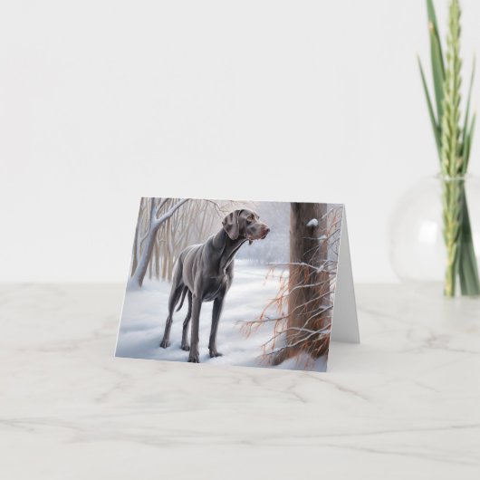 Weimaraner lassen es Schnee Weihnachten Karte (Vorderseite)