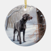Weimaraner lassen es Schnee Weihnachten Keramik Ornament (Vorne)