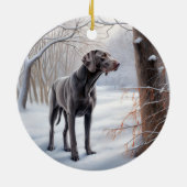 Weimaraner lassen es Schnee Weihnachten Keramik Ornament (Hinten)