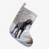 Weimaraner lassen es Schnee Weihnachten Kleiner Weihnachtsstrumpf (Vorderansicht (hängend))