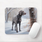 Weimaraner lassen es Schnee Weihnachten Mousepad (Mit Mouse)