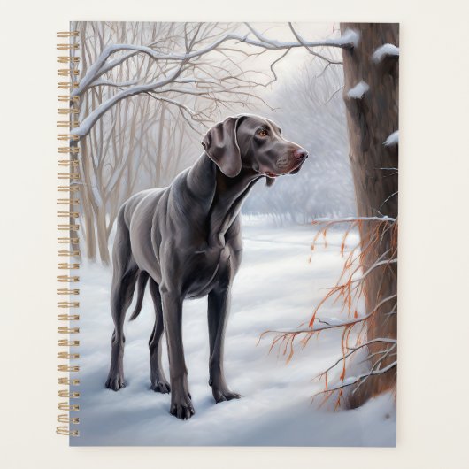 Weimaraner lassen es Schnee Weihnachten Planer (Vorderseite)