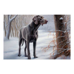 Weimaraner lassen es Schnee Weihnachten Poster