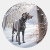 Weimaraner lassen es Schnee Weihnachten Runder Aufkleber (Vorderseite)