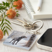 Weimaraner lassen es Schnee Weihnachten Schlüsselanhänger (Vorderseite rechts)