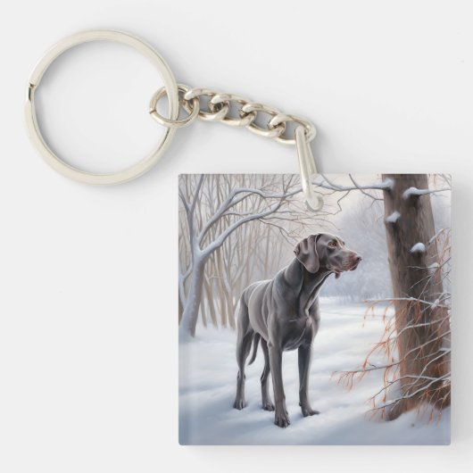 Weimaraner lassen es Schnee Weihnachten Schlüsselanhänger (Vorderseite)