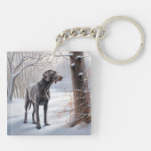 Weimaraner lassen es Schnee Weihnachten Schlüsselanhänger (Rückseite)