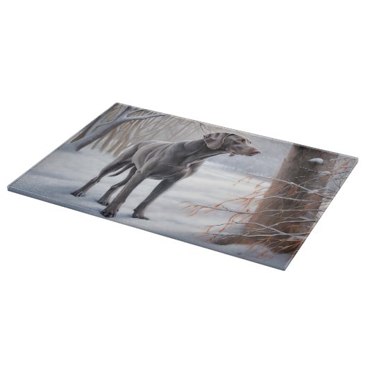 Weimaraner lassen es Schnee Weihnachten Schneidebrett (Ecke)