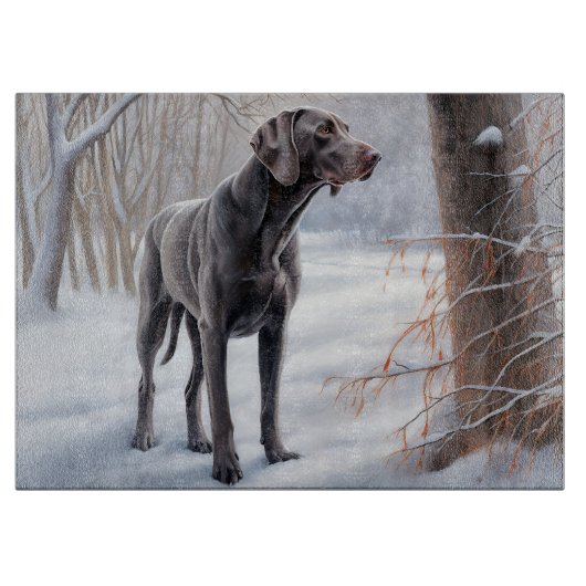 Weimaraner lassen es Schnee Weihnachten Schneidebrett (Vorderseite)