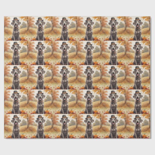 Weimaraner lässt Erntedank im Herbst Kunst Geschenkpapier (Flach)