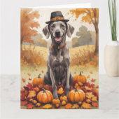Weimaraner lässt Erntedank im Herbst Kunst Karte (Vorderseite)