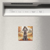 Weimaraner lässt Erntedank im Herbst Kunst Magnet (In Situ (Geschirrspüler))