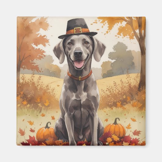 Weimaraner lässt Erntedank im Herbst Kunst Magnet (Vorne)