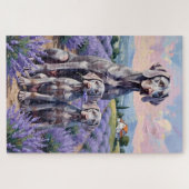 Weimaraner Lavendel-Feld-Kunst Puzzle (Horizontal)