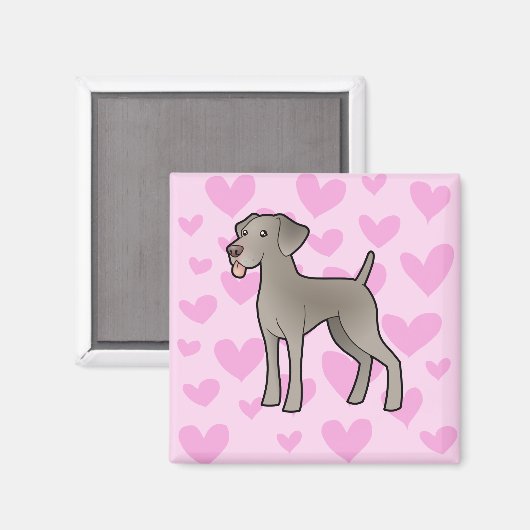 Weimaraner Liebe Magnet (Vorderseite/Rückseite)