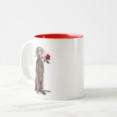 Weimaraner Liebe Zweifarbige Tasse (Vorderseite Links)