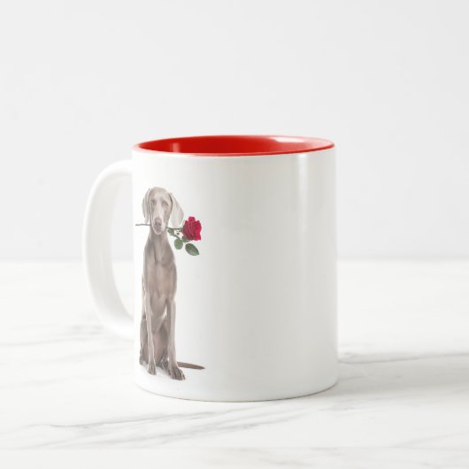 Weimaraner Liebe Zweifarbige Tasse (Vorderseite Links)