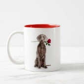 Weimaraner Liebe Zweifarbige Tasse (Links)