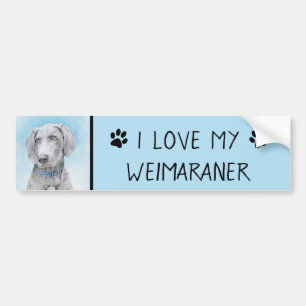 Weimaraner Malerei - Niedliche Original Hunde Kuns Autoaufkleber