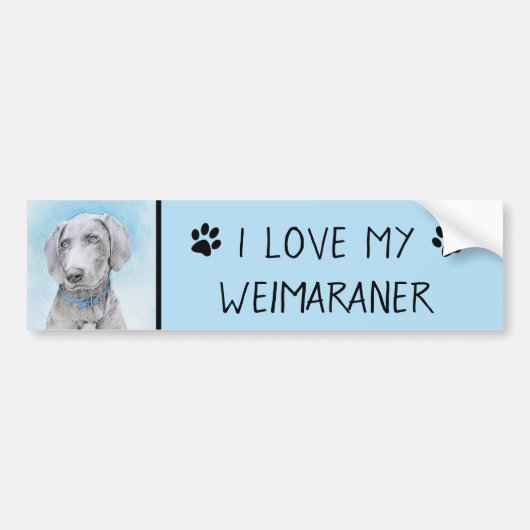 Weimaraner Malerei - Niedliche Original Hunde Kuns Autoaufkleber (Vorne)