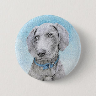 Weimaraner Malerei - Niedliche Original Hunde Kuns Button