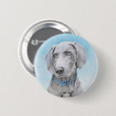 Weimaraner Malerei - Niedliche Original Hunde Kuns Button (Vorne & Hinten)