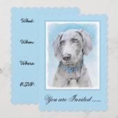 Weimaraner Malerei - Niedliche Original Hunde Kuns Einladung (Vorne/Hinten)