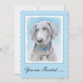 Weimaraner Malerei - Niedliche Original Hunde Kuns Einladung (Vorderseite)
