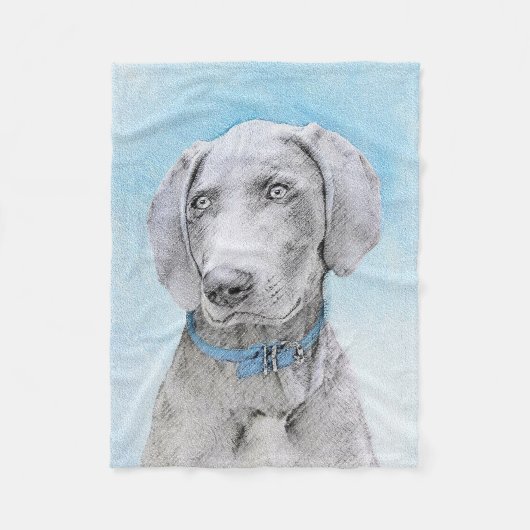 Weimaraner Malerei - Niedliche Original Hunde Kuns Fleecedecke (Vorderseite)