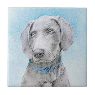 Weimaraner Malerei - Niedliche Original Hunde Kuns Fliese