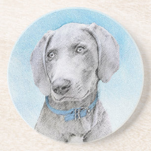 Weimaraner Malerei - Niedliche Original Hunde Kuns Getränkeuntersetzer
